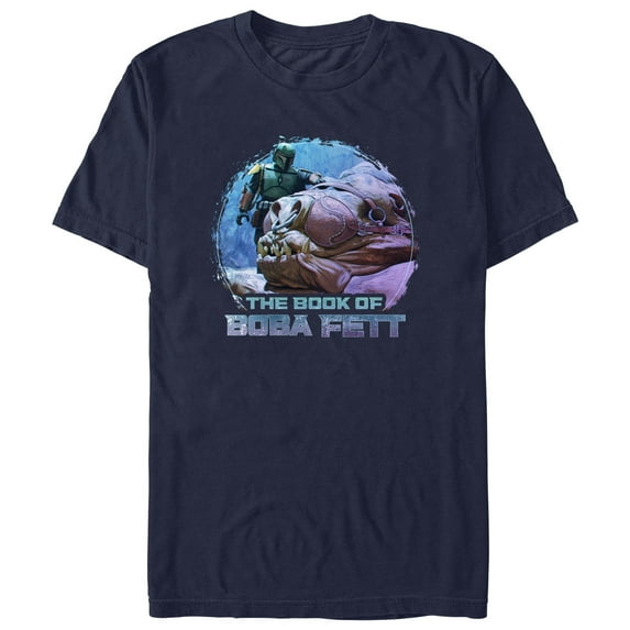 Men's Star Wars: The Book of Boba Fett Rancor and Boba Graphic Tee Navy Blue X Large
