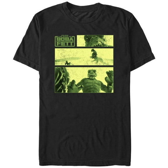Men's Star Wars: The Book of Boba Fett Sand Creature Panel Graphic Tee Black Large