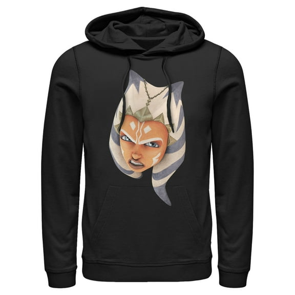 Men's Star Wars: The Clone Wars Ahsoka Big Face  Pull Over Hoodie Black X Large