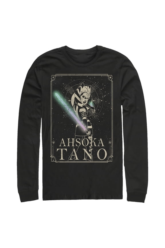 Men's Star Wars: The Clone Wars Ahsoka Tano Celestial Portrait Long Sleeve Shirt Black 2X Large