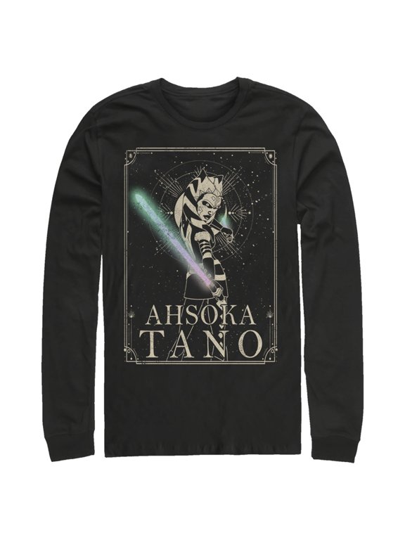 Men's Star Wars: The Clone Wars Ahsoka Tano Celestial Portrait Long Sleeve Shirt Black Small