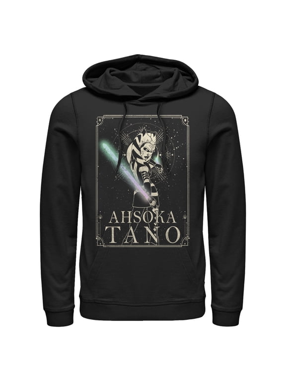 Men's Star Wars: The Clone Wars Ahsoka Tano Celestial Portrait Pull Over Hoodie Black X Large