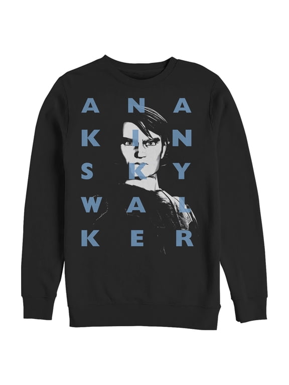 Men's Star Wars: The Clone Wars Anakin Skywalker Text Overlay Sweatshirt Black Large