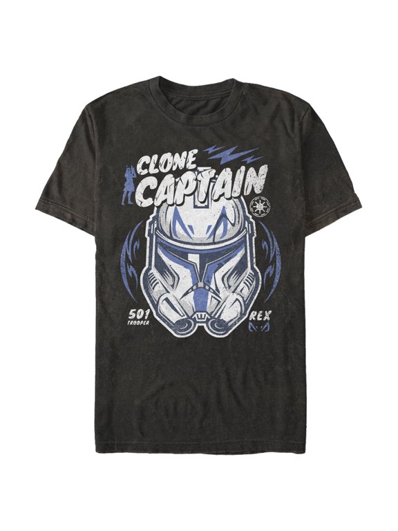 Men's Star Wars: The Clone Wars Captain Head Shot Portrait Graphic Tee Black Large