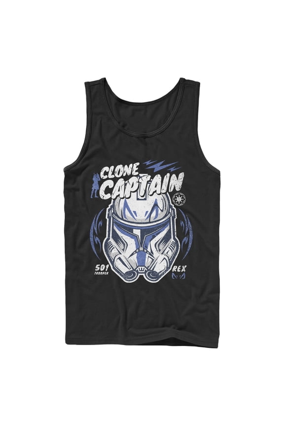 Men's Star Wars: The Clone Wars Captain Head Shot Portrait Tank Top Black Medium