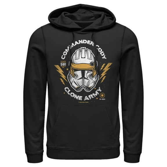 Men's Star Wars: The Clone Wars Commander Cody Army Head Shot  Pull Over Hoodie Black 3X Large