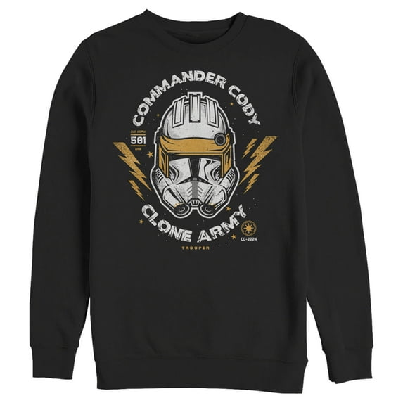 Men's Star Wars: The Clone Wars Commander Cody Army Head Shot Sweatshirt Black X Large