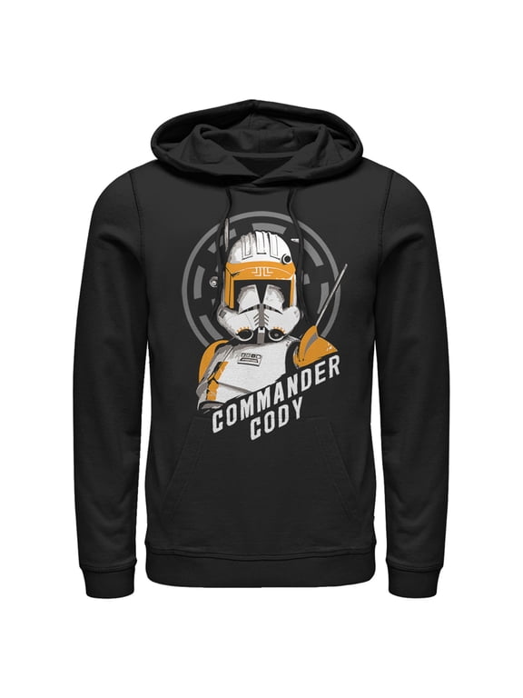 Men's Star Wars: The Clone Wars Commander Cody Bust Logo Pull Over Hoodie Black Large