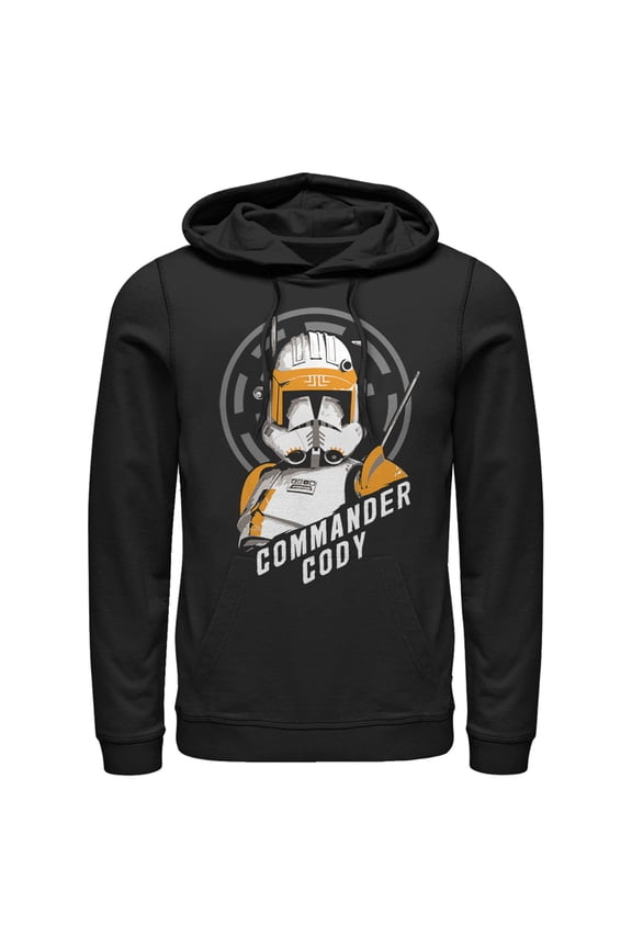 Men's Star Wars: The Clone Wars Commander Cody Bust Logo Pull Over Hoodie Black X Large