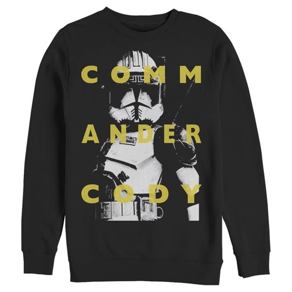 Men's Star Wars: The Clone Wars Commander Cody Text Overlay Sweatshirt Black 3X Large