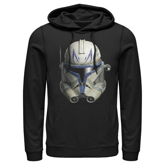 Men's Star Wars: The Clone Wars Commander Rex Big Face  Pull Over Hoodie Black Medium