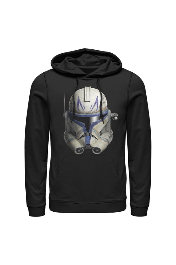 Men's Star Wars: The Clone Wars Commander Rex Big Face Pull Over Hoodie Black Small