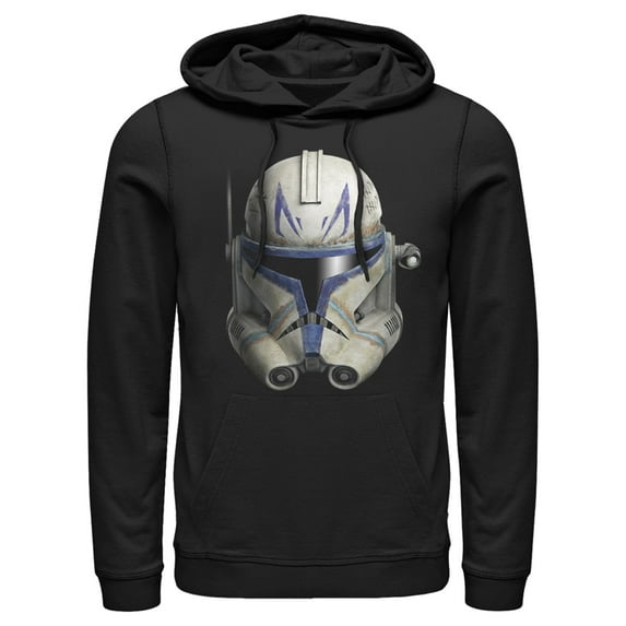 Men's Star Wars: The Clone Wars Commander Rex Big Face Pull Over Hoodie Black Small