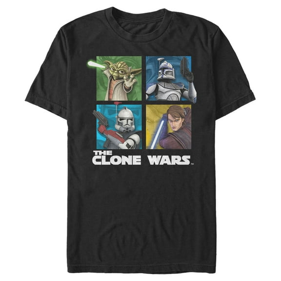Men's Star Wars: The Clone Wars Group Shot Box Up  Graphic Tee Black Small