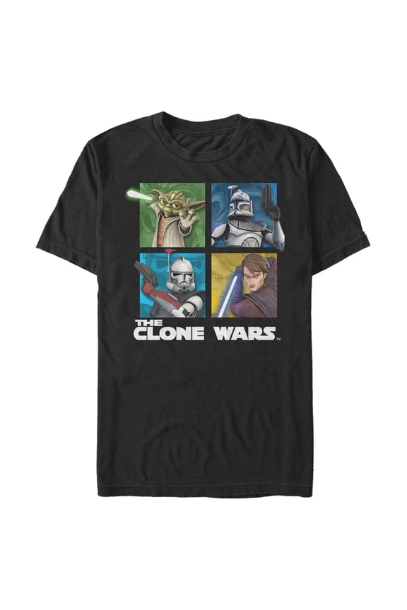 Men's Star Wars: The Clone Wars Group Shot Box Up Graphic Tee Black Small