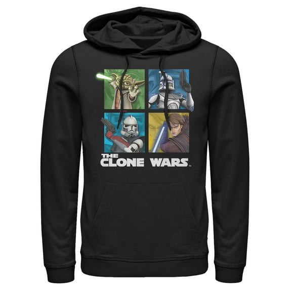 Men's Star Wars: The Clone Wars Group Shot Box Up Pull Over Hoodie Black X Large