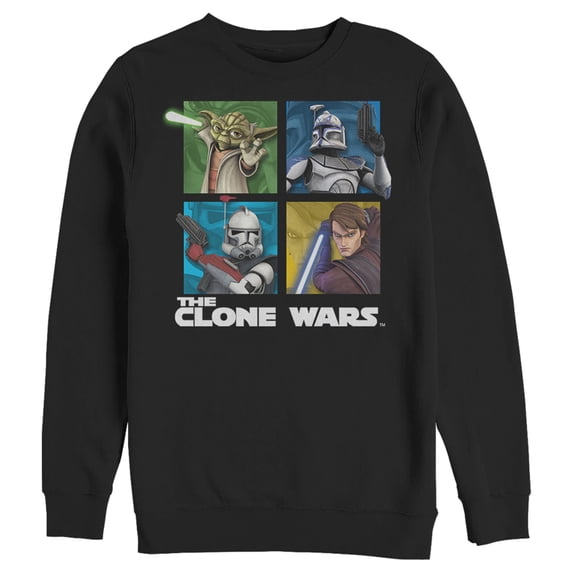 Men's Star Wars: The Clone Wars Group Shot Box Up Sweatshirt Black Large