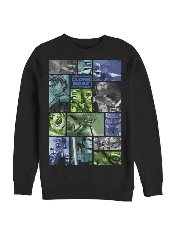 Men's Star Wars: The Clone Wars Group Shot Panels Sweatshirt Black Small