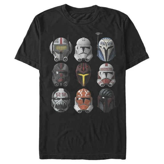 Men's Star Wars: The Clone Wars Helmet Choice Graphic Tee Black Large Tall