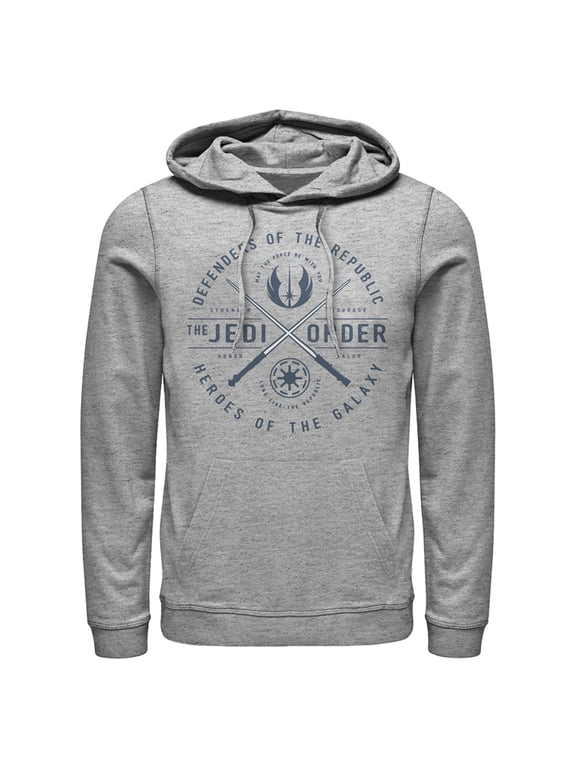 Men's Star Wars: The Clone Wars Jedi Order Emblem Pull Over Hoodie Athletic Heather Small