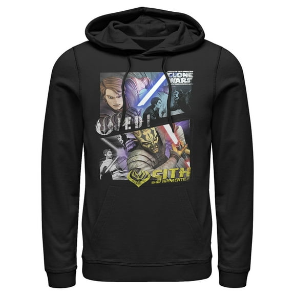 Men's Star Wars: The Clone Wars Jedi & Sith Panels  Pull Over Hoodie Black Large