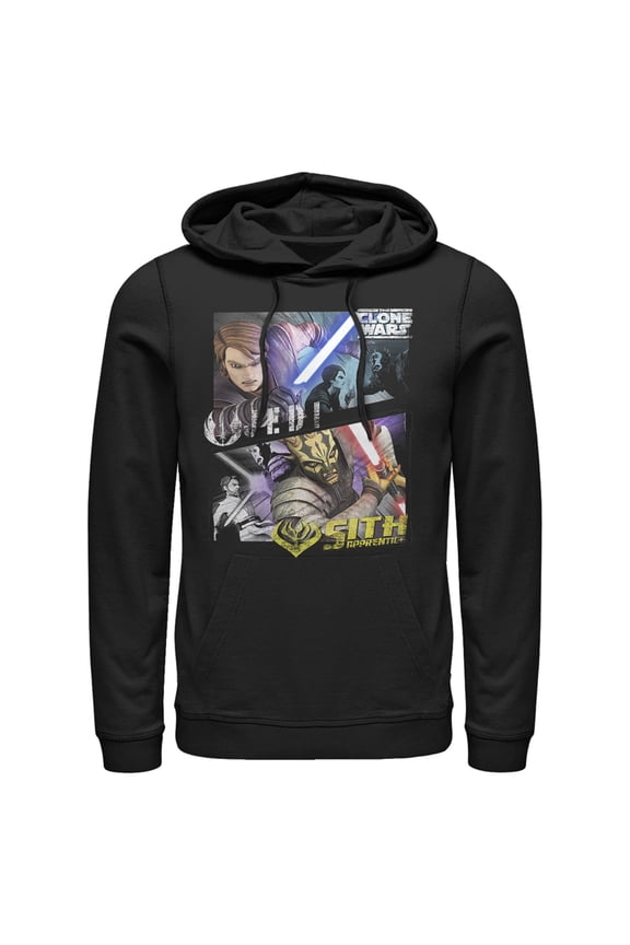 Men's Star Wars: The Clone Wars Jedi & Sith Panels Pull Over Hoodie Black Medium