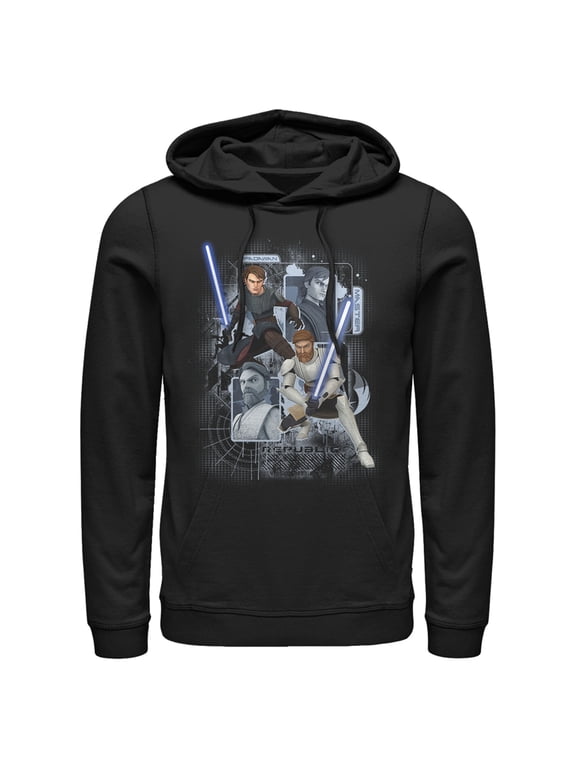 Men's Star Wars: The Clone Wars Padawan Master Pull Over Hoodie Black Large