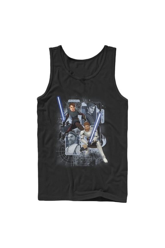 Men's Star Wars: The Clone Wars Padawan Master Tank Top Black 2X Large