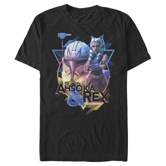 Men's Star Wars: The Clone Wars Retro Ahsoka & Rex  Graphic Tee Black 3X Large