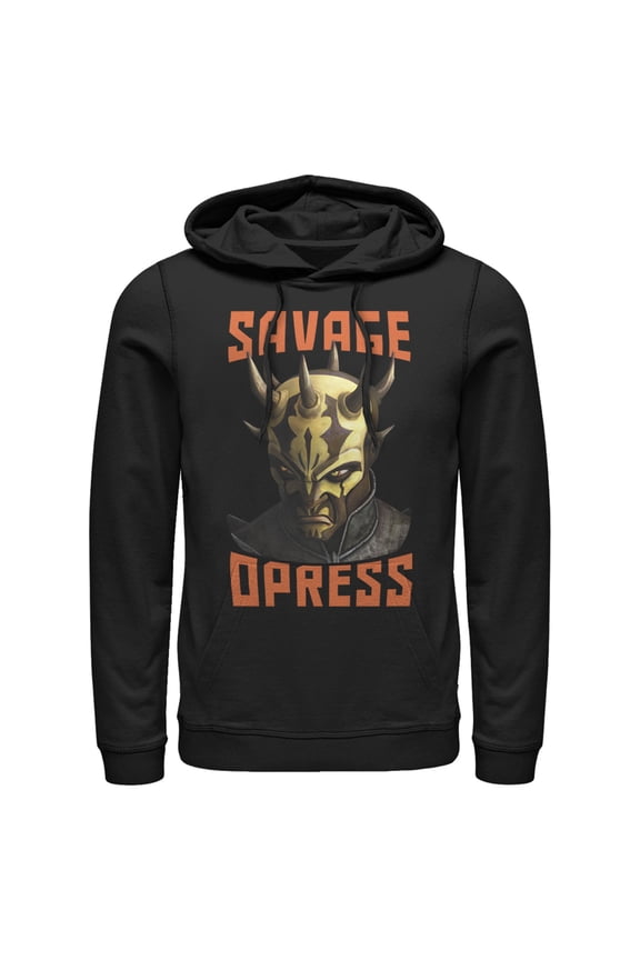 Men's Star Wars: The Clone Wars Savage Opress Big Face  Pull Over Hoodie Black 2X Large