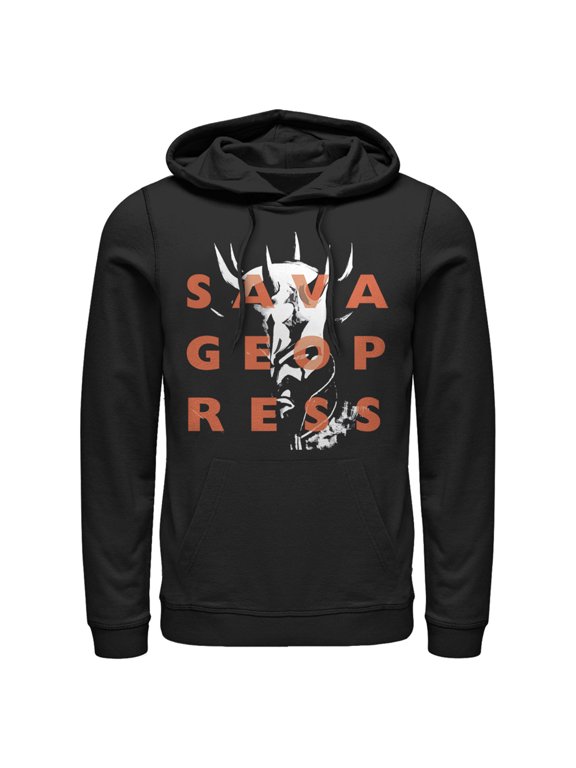 Men's Star Wars: The Clone Wars Savage Opress Text Overlay Pull Over Hoodie Black Large