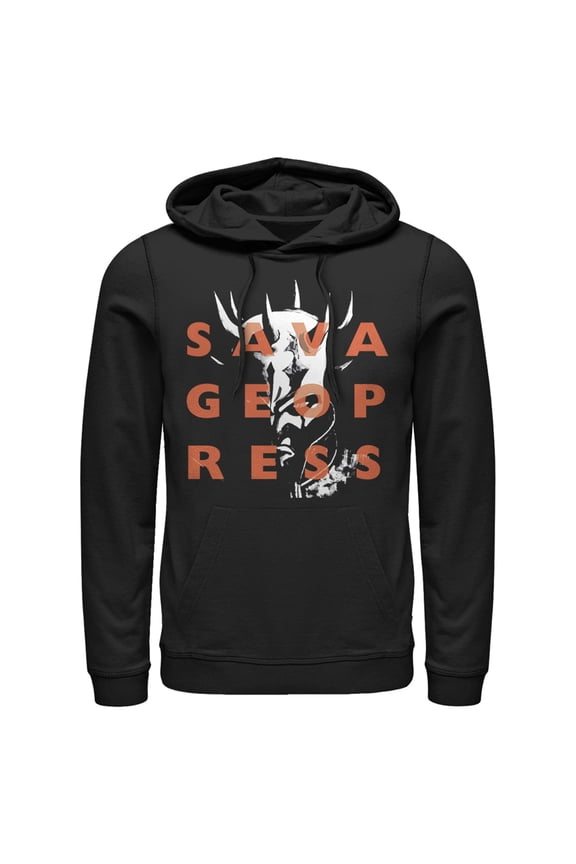 Men's Star Wars: The Clone Wars Savage Opress Text Overlay Pull Over Hoodie Black Large