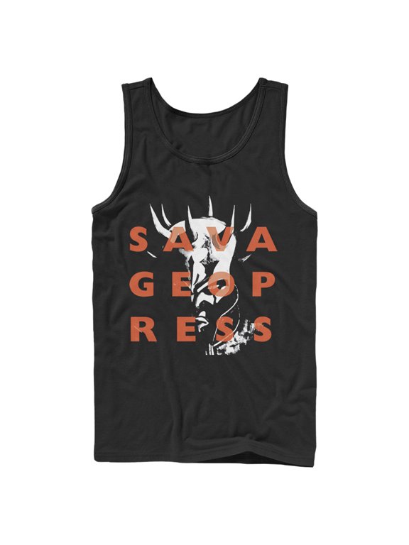 Men's Star Wars: The Clone Wars Savage Opress Text Overlay Tank Top Black Small