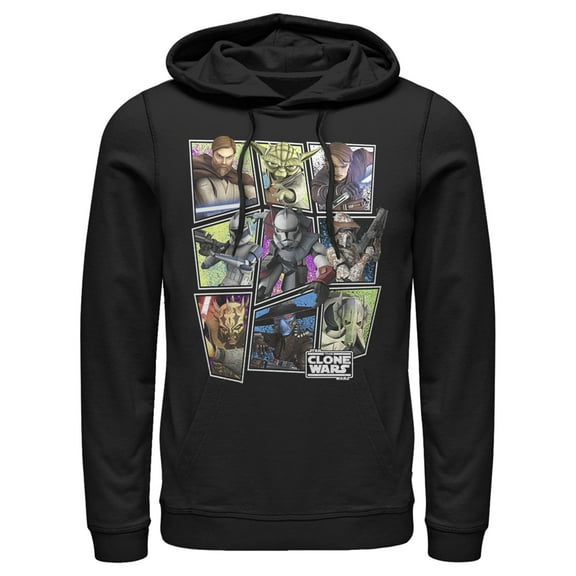 Men's Star Wars: The Clone Wars Square Group Photos  Pull Over Hoodie Black Medium