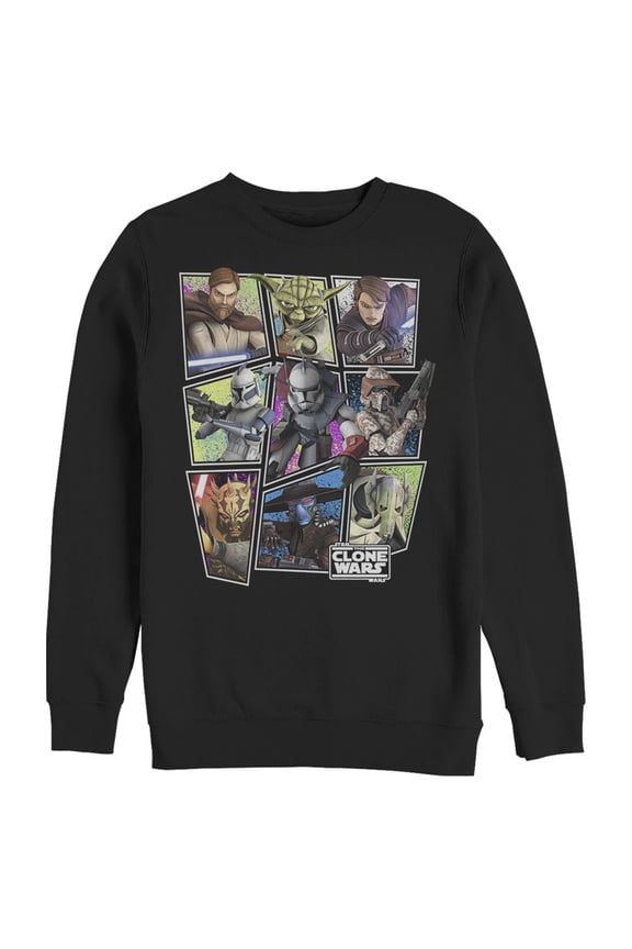 Men's Star Wars: The Clone Wars Square Group Photos Sweatshirt Black 3X Large
