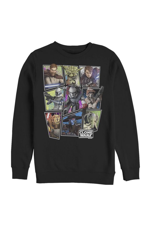 Men's Star Wars: The Clone Wars Square Group Photos Sweatshirt Black Large