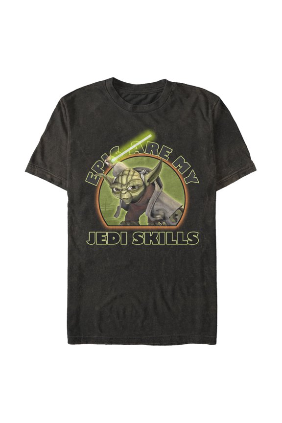Men's Star Wars: The Clone Wars Yoda Epic Are My Jedi Skills Graphic Tee Black Medium