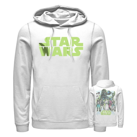Men's Star Wars: The Empire Strikes Back Green Logo Back Poster  Pull Over Hoodie White 2X Large