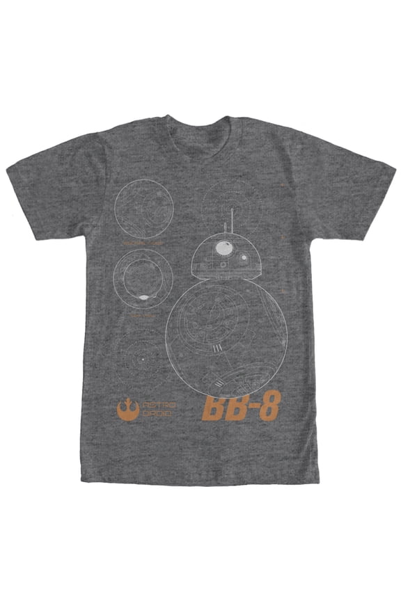 Men's Star Wars The Force Awakens BB-8 Graphic Graphic Tee Charcoal Heather 2X Large