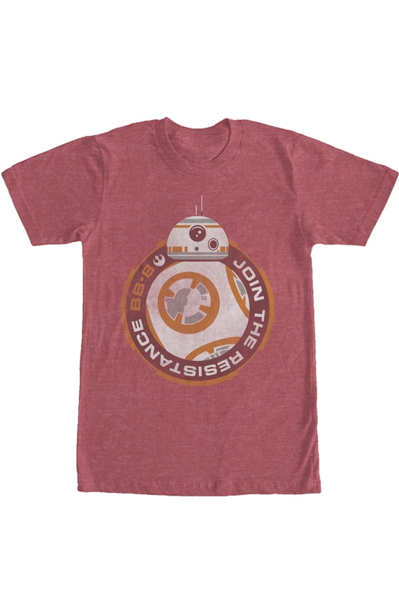 Men's Star Wars The Force Awakens BB-8 Join the Resistance Graphic Tee Red Heather 2X Large