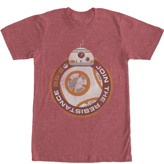 Men's Star Wars The Force Awakens BB-8 Join the Resistance Graphic Tee Red Heather Small