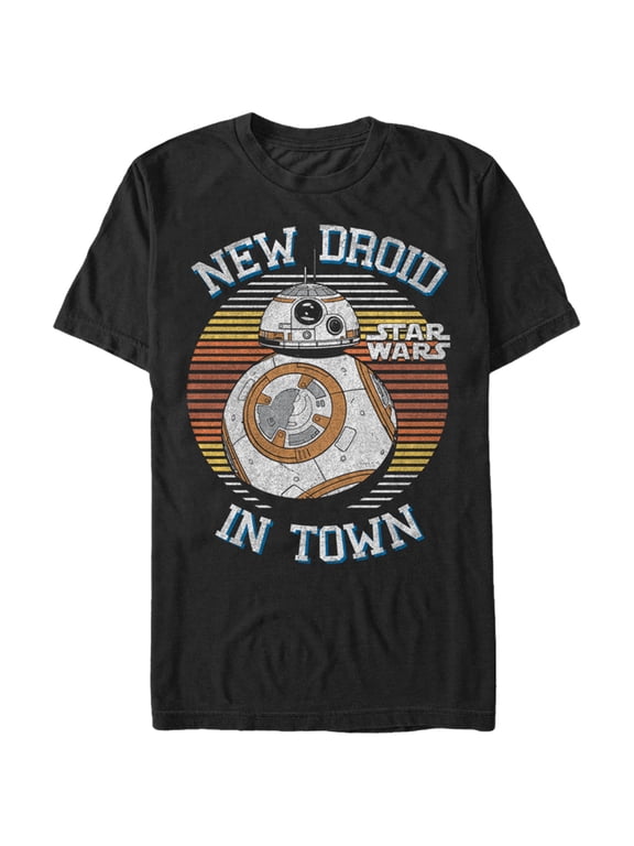 Men's Star Wars The Force Awakens BB-8 New Droid in Town Graphic Tee Black Medium