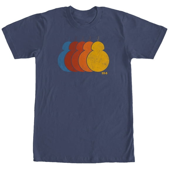 Men's Star Wars The Force Awakens BB-8 Retro Rainbow Graphic Tee Navy Blue X Large