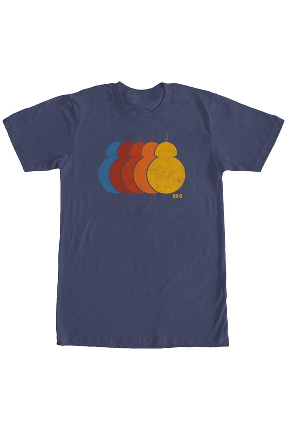 Men's Star Wars The Force Awakens BB-8 Retro Rainbow Graphic Tee Navy Blue X Large