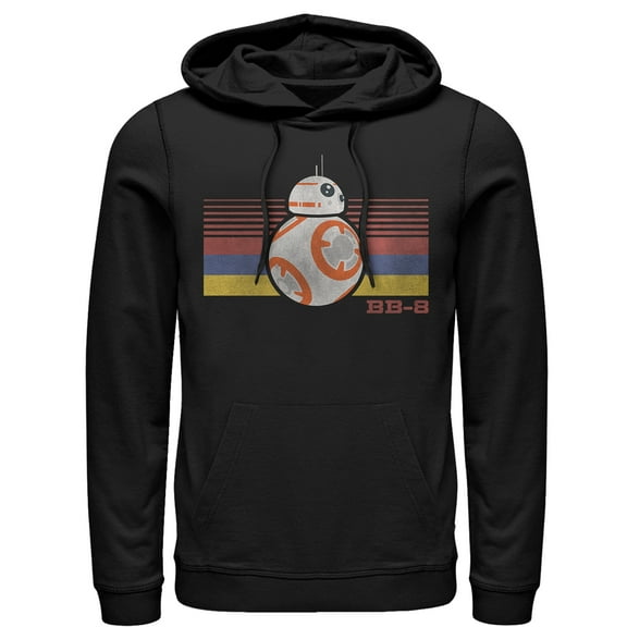 Men's Star Wars The Force Awakens BB-8 Retro Stripes  Pull Over Hoodie Black Small