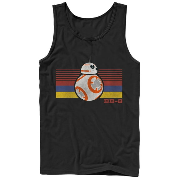 Men's Star Wars The Force Awakens BB-8 Retro Stripes Tank Top Black Large