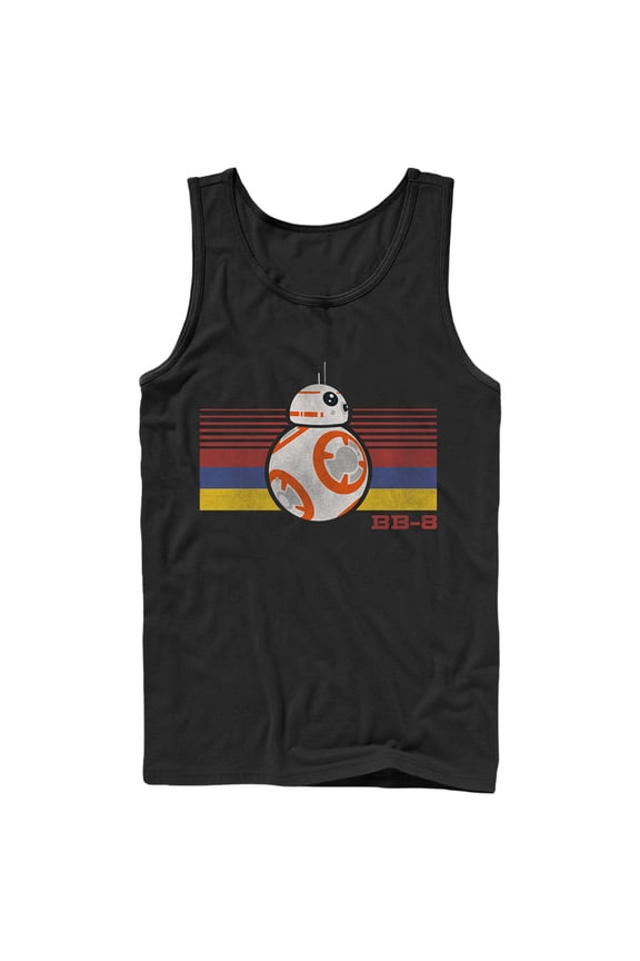 Men's Star Wars The Force Awakens BB-8 Retro Stripes Tank Top Black Large