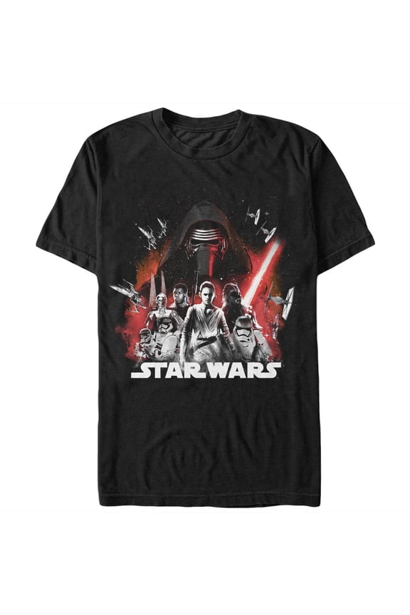 Men's Star Wars The Force Awakens Character Group Graphic Tee Black 3X Large