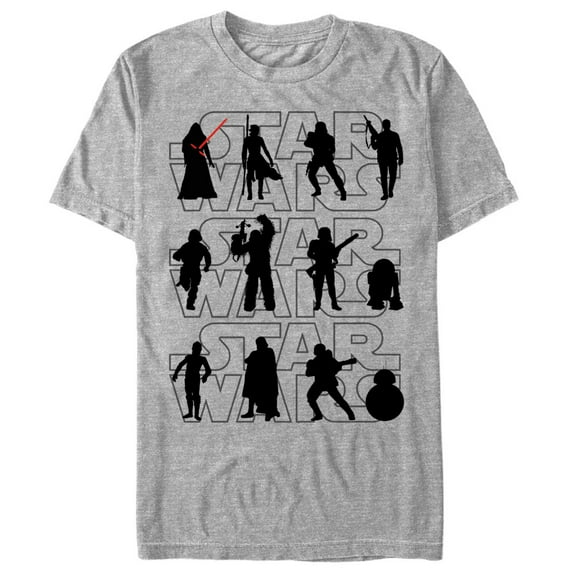 Men's Star Wars The Force Awakens Character Silhouettes  Graphic Tee Athletic Heather Large