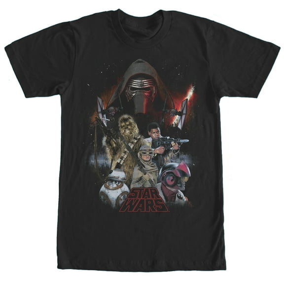 Men's Star Wars The Force Awakens Characters Graphic Tee Black 4X Large